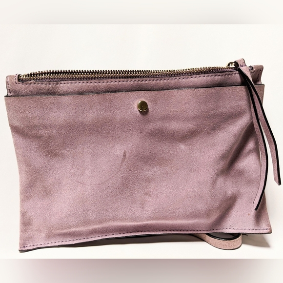 Vtg Real Suede H&M Premium line authentic Limited Ed lavender crossbody Purple - Picture 11 of 13